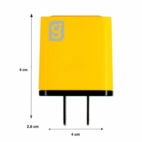 Cargador con puertos tipo C y USB carga rápida, amarillo