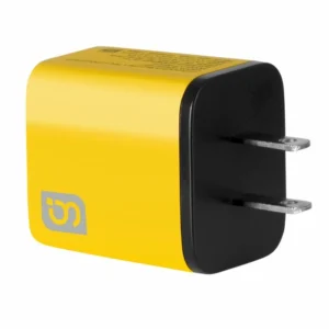 Cargador con puertos tipo C y USB carga rápida, amarillo