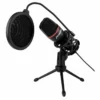 Micrófono unidireccional condensador con filtro anti-pop, negro