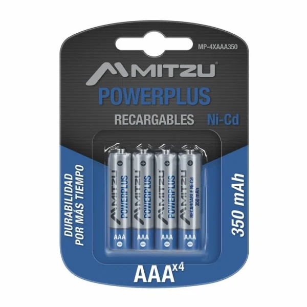 Paquete de 4 pilas recargables AAA Níquel-Cadmio 350 mAh