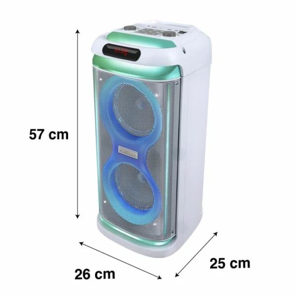 Bafle recargable de 2 x 6.5" con 25,000 W PMPO - Blanco