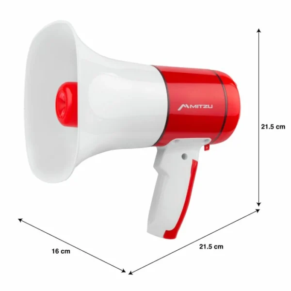 Megáfono recargable 700 m de alcance con micro SD