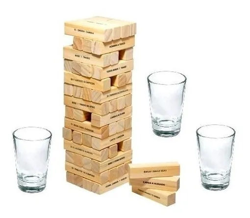 Torre Del Beber 56 Bloques De Madera, Con Shots De Castigo