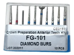 Kit De Fresas Diamante Para Coronas Anteriores 10pzs Plateado