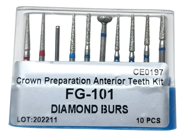 Kit De Fresas Diamante Para Coronas Anteriores 10pzs Plateado