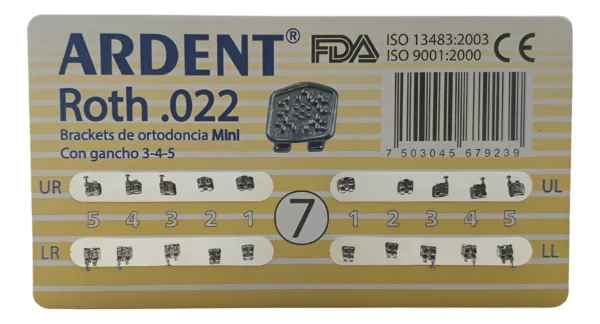 Brackets Mini Ardent #7 Roth 0.22 20pzs Gancho En 3-4-5