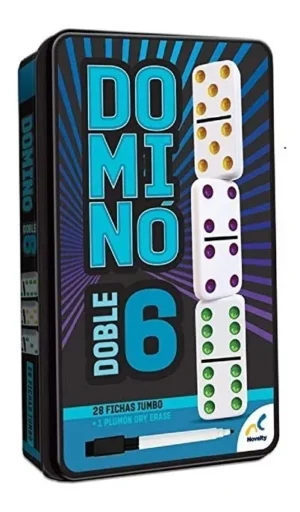 D_NQ_NP_2X_765590-MLM32660210822_102019-F Dominó Tradicional Doble 6 Estuche Metálico Fichas Jumbo