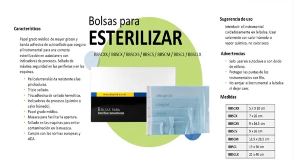 Bolsas Para Esterilizar Autosellantes 7cm X 26cm Borgatta Blanco Esterilizar