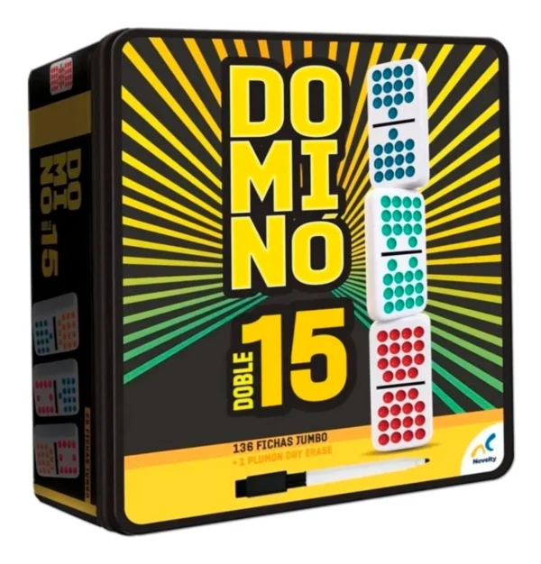 Domino Cubano Doble 15 De Colores Con Caja Metalica