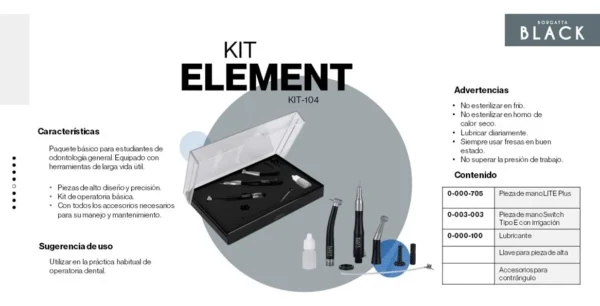 Kit Estudiantil Pieza De Alta Y Baja Velocidad Borgatta Negro