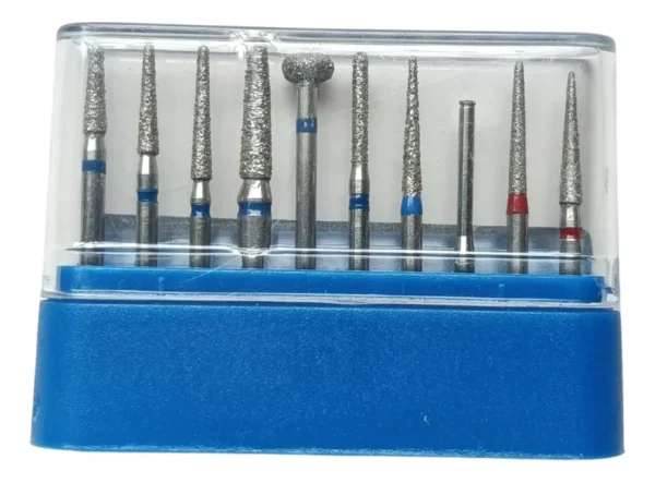 Kit De Fresas Diamante Para Coronas Anteriores 10pzs Plateado