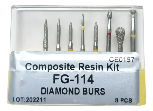 Kit De Fresas Diamante Para Preparar Resinas 8 Pzs Plateado