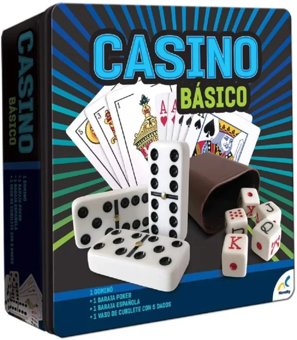 Casino Basico Set Baraja Española, Poker, Cubilete Y Domino
