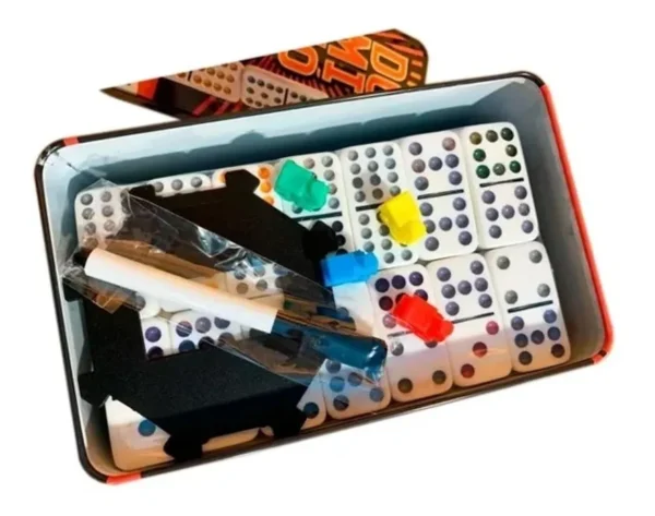 Dominó Tradicional Doble 12 Caja Metálica Fichas Jumbo