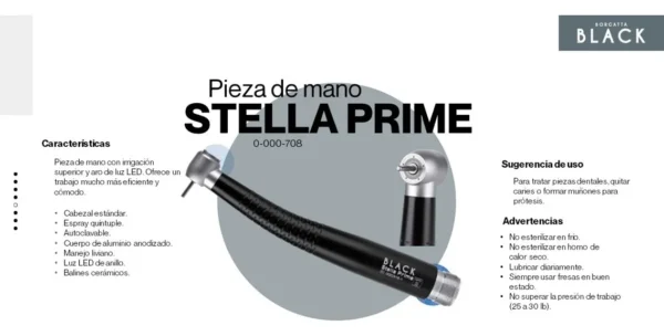 D_NQ_NP_2X_979091-MLM88117851340_072025-F Pieza De Mano De Alta Velocidad Stella Prime Con Luz Led Negro